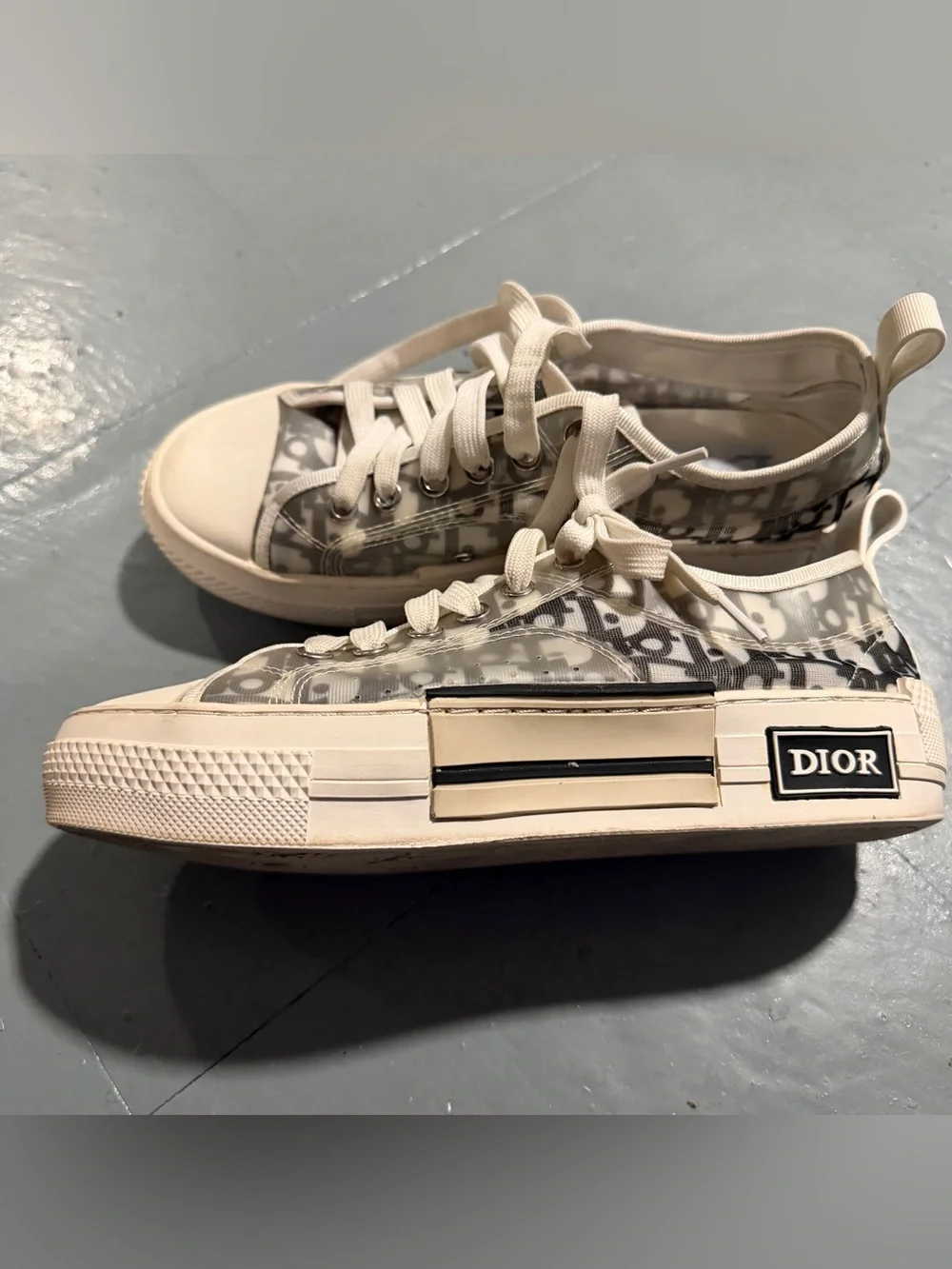 Dior Kids White and Gray Logo Low-Top Sneakers